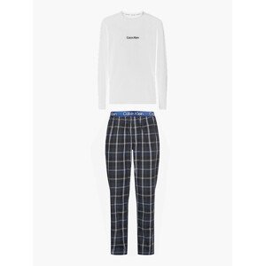 Pánský pyžamový set - NM2184E 1MT - bílá/modrá - Calvin Klein XL bílá/modrá