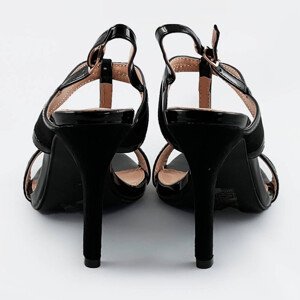 Černé dámské sandálky z různých spojených materiálů (HB09) Barva: odcienie czerni, Velikost: XL (42)