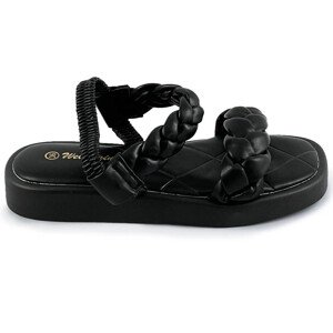 Černé sandály se zapletenými pásky (AF-250) Barva: odcienie czerni, Velikost: XL (42)