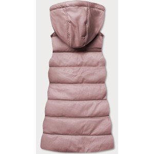 Teplá dámská vesta v pudrově růžové barvě z eko kůže (D-3231-59S) Růžová XL (42)