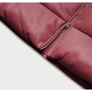 Teplá dámská vesta ve vínové bordó barvě z eko kůže (D-3231-67) Barva: Červená, Velikost: XL (42)