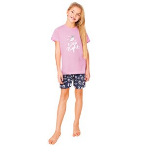 Yoclub Dívčí krátké bavlněné pyžamo PIA-0022G-A110 Vícebarevné 110-116