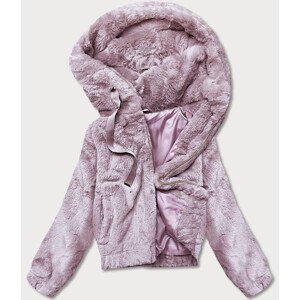 Krátká růžová dámská kožešinová bunda (B8050-81) Růžová L (40)
