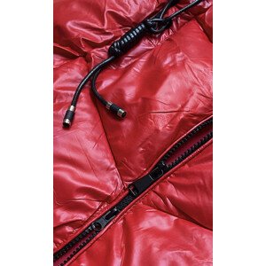 Lesklá červená vesta s kapucí (B8025-4) Červená S (36)