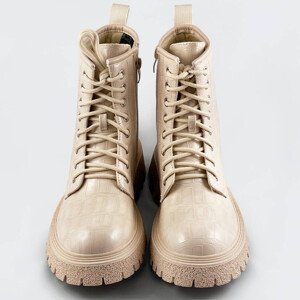 Béžové dámské šněrovací boty  Béžová L (40) model 17605955 - WELLSPRING