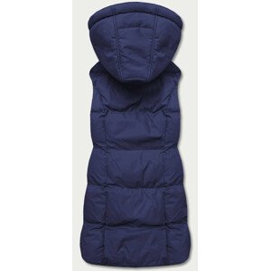 Tmavě modrá péřová dámská vesta s kapucí (5M721-215) Barva: Modrá, Velikost: XS (34)