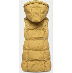 Tmavě žlutá péřová dámská vesta s kapucí (5M721-254) Žlutá XS (34)