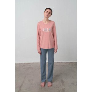 Vamp - Pohodlné dámské pyžamo PINK TAN M 17596 - Vamp