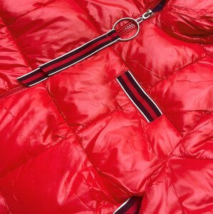 Červená dámská bunda s ozdobnými lampasy model 17673018 Červená L (40) - Ann Gissy