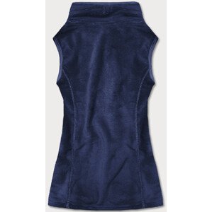 Tmavě modrá plyšová dámská vesta (HH003-50) Barva: Modrá, Velikost: S (36)