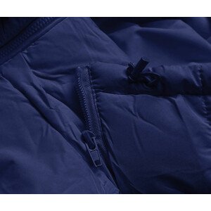 Tmavě modrá péřová dámská vesta s kapucí (5M720-215) Barva: Modrá, Velikost: S (36)