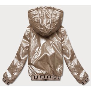 Krátká béžová dámská bunda s kapucí model 17789236 Béžová L (40) - S'WEST