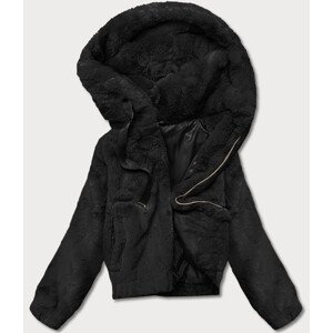 Krátká černá dámská kožešinová bunda model 17789347 černá L (40) - S'WEST