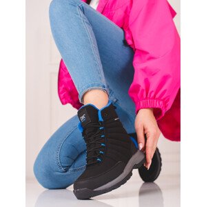Zajímavé černé  trekingové boty dámské bez podpatku  37