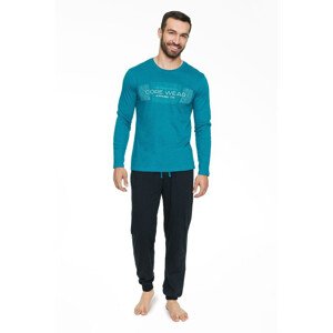 Pánské pyžamo Bale tyrkysové s nápisem Barva: modrá, Velikost: L