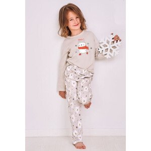 Zateplené dívčí pyžamo Anie šedé s medvídkem  104
