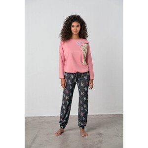 Dvoudílné dámské pyžamo Cassidy model 17865211  růžovočerná S - Vamp