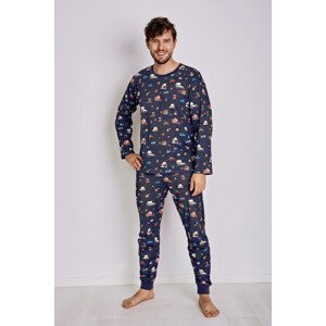 Pánské pyžamo 2840 Mikolaj - Taro tmavě modrá - vzor S