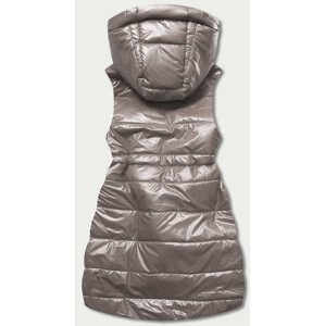 Lesklá vesta v cappuccino barvě s kapucí model 18001631 Béžová XXL (44) - S'WEST