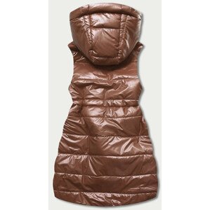 Lesklá vesta v karamelové barvě s kapucí model 18001637 Hnědá XXL (44) - S'WEST