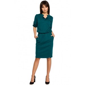 B056 Pletené košilové šaty - zelené Velikost: EU S