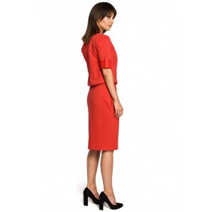 B056 Pletené košilové šaty - červené Velikost: EU XXL