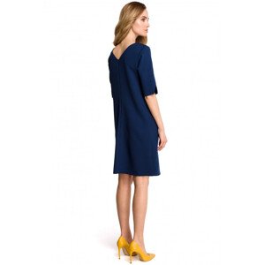 šaty s výstřihem do V na zádech tmavě modré model 18001799 - STYLOVE Velikost: EU S