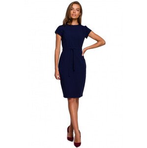 šaty s páskem na  tmavě modré model 18003027 - STYLOVE Velikost: EU XL