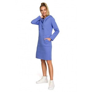 model 18004264 Pletené šaty s kapucí a asymetrickou kapsou světle fialové - Moe Velikost: EU XL