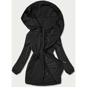Černá dámská bunda parka s kapucí (B8121-1) černá XXL (44)