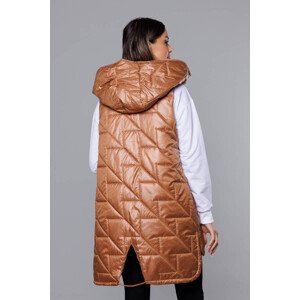 Prošívaná dámská vesta v karamelové barvě model 18016222 Hnědá XXL (44) - S'WEST