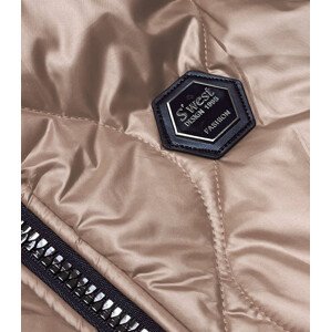 Tmavě béžová dámská vesta s kapucí model 18019214 Béžová S (36) - S'WEST