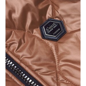 Dámská vesta v karamelové barvě s kapucí model 18019232 Hnědá S (36) - S'WEST