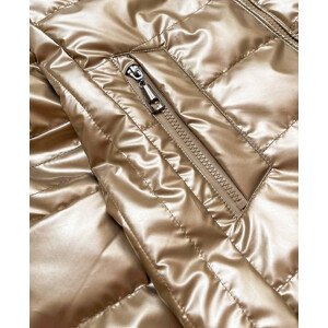 Lesklá zlatá prošívaná dámská bunda model 16149517 Golden XXL (44) - 6&8 Fashion