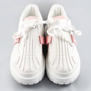 Bílo-růžové dámské sportovní boty se zakrytým šněrováním (RA2049) Barva: odcienie bieli, Velikost: XL (42)