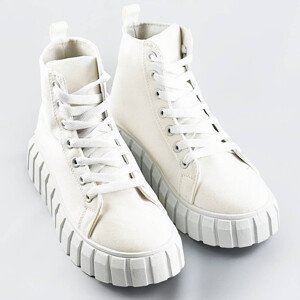 Bílé šněrovací boty (XA060) Barva: odcienie bieli, Velikost: XL (42)