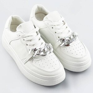 Bílé dámské sportovní boty s řetízkem (B-545) Barva: odcienie bieli, Velikost: XL (42)