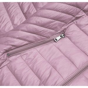 Růžová prošívaná dámská bunda s kapucí (B0124-51) Růžová L (40)