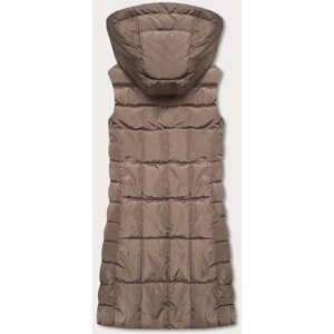 Tmavě béžová dámská vesta s kapucí (B8136-12) Béžová 50