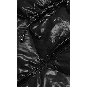 Lesklá černá vesta s kapucí (B8025-1) černá S (36)