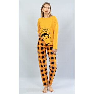 Dámské pyžamo dlouhé model 16478573 žlutá L - Vienetta Secret