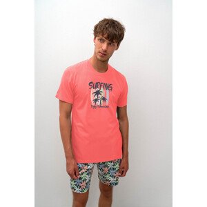 Vamp - Pohodlné dvoudílné pánské pyžamo 16671 - Vamp Barva: coral sugar, Velikost: S