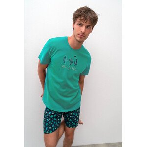 Vamp - Pohodlné dvoudílné pánské pyžamo 16661 - Vamp Barva: green parrot, Velikost: XL