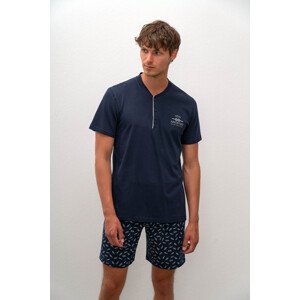 Vamp - Elegantní pyžamo s krátkým rukávem 16621 - Vamp Barva: blue oxford, Velikost: M