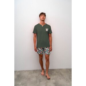 Vamp - Pohodlné dvoudílné pánské pyžamo 16670 - Vamp Barva: green jungle, Velikost: L