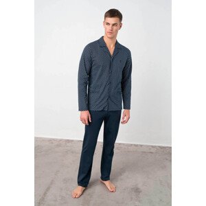 Vamp - Elegantní pánské dvoudilné pyžamo 17603 - Vamp tmavě modrá - vzor XL