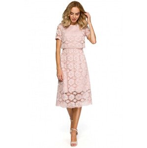Dámské šaty model 18301289 pudr růžová - Moe Velikost: 44/2XL, Barvy: pudrovo-růžová