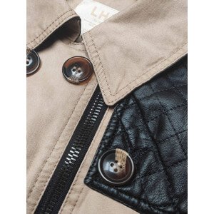 Béžový dámský kabát z různých spojených materiálů (M206) Béžová S (36)