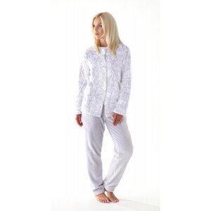 FLORA teplé pyžamo grey model 18316331 - Vestis Velikost: XXL, Řezání: pohodlné domácí oblečení, Barva: 9102 šedý tisk na bílé