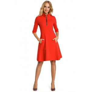 Dámské šaty s límcem na zip model 18354447 červené - Moe Velikost: S-36